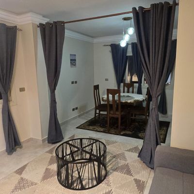 Furnished apartment for rent in Amorada Compound - Fifth Settlement, in a prime location within the compound, close to South 90th Street, and minutes away from shopping malls, schools, medical centers, and transportation, with security and basic services 